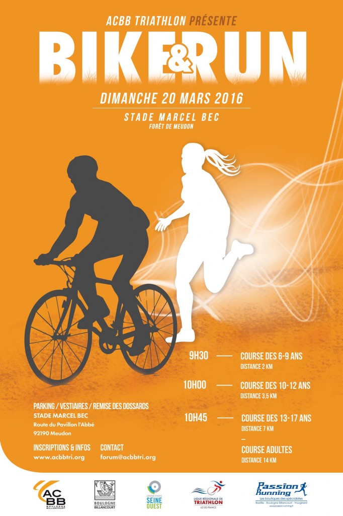 Affiche du Bike and Run de l'ACBB Triathlon le 20 mars 2016