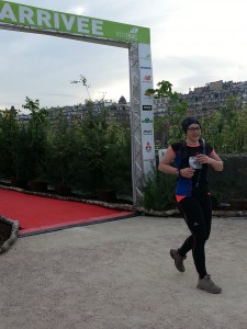 Laura Orsal à l’arrivée de l’écotrail de Paris 2014