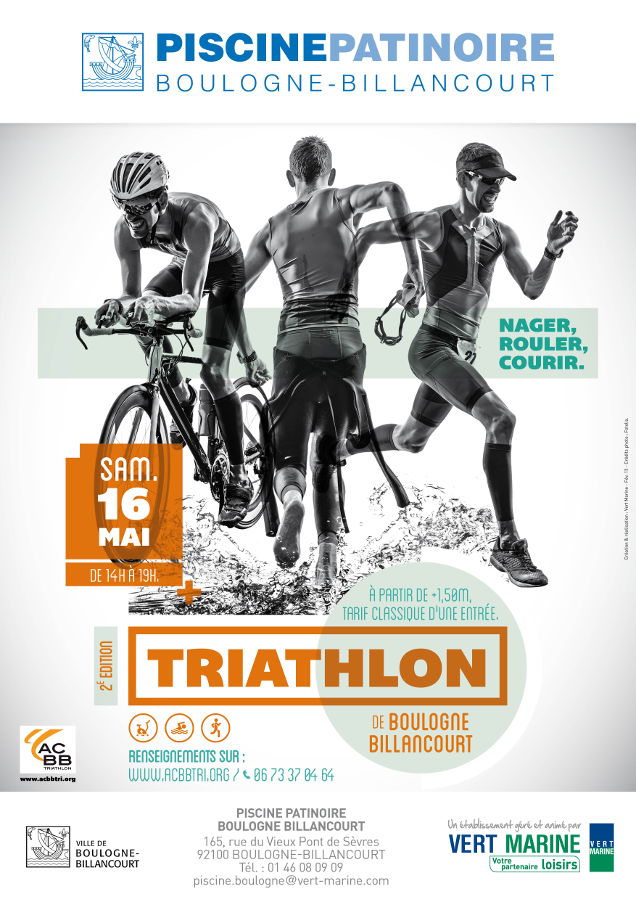 Affiche triathlon Indoor de Boulogne-Billancourt 2015