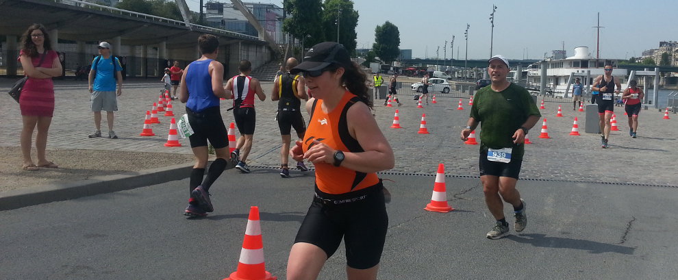 Claire au Triathlon de Paris 2015