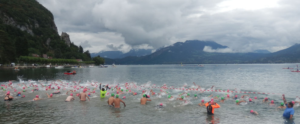 Annecy, départ de la traversée du lac