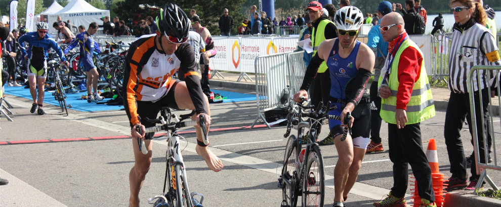 Greg à la transition vélo du triathlon de Vesoul 2016